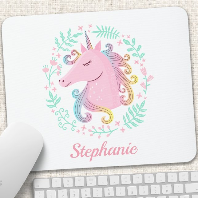 Mousepad Floral Rainbow Unicorn (Criador carregado)