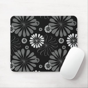Mousepad Floral Retro Preto e Branco