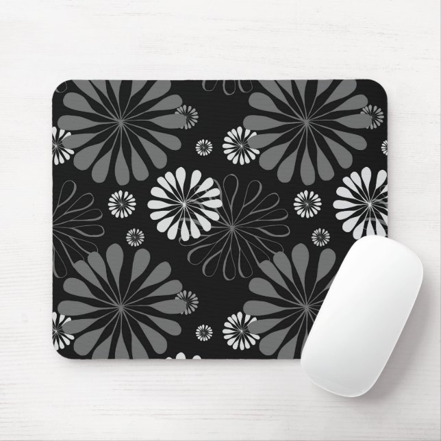 Mousepad Floral Retro Preto e Branco (Com mouse)