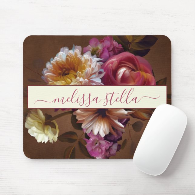 Mousepad Floral Rústico Moderno Ousado | Presente Feminino (Com mouse)