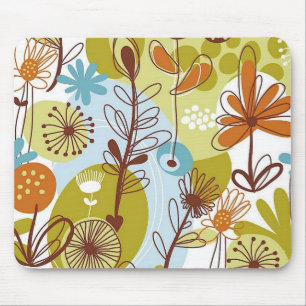 Mousepad Floral sem costura Padrão retro ouros laranjas di