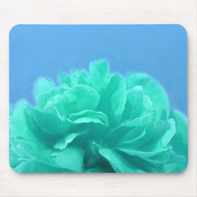 Mousepad Floral Verde Azul Elegante (Frente)