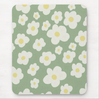 Mousepad Floral verde e branco
