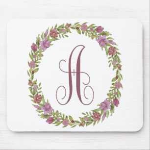Mousepad Floral Wreath Monograma A