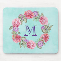 Floral Wreath Watercolor Flowers Monograma Persona