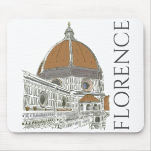 Mousepad Florence Itália Duomo Desenho de Canetas e Tinta