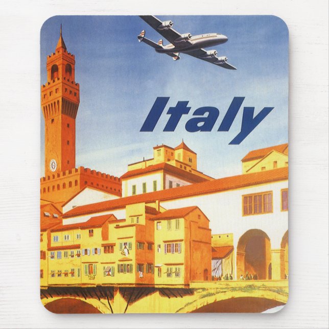 Mousepad Florence Itália Ponte Vecchio Viagens vintage (Frente)