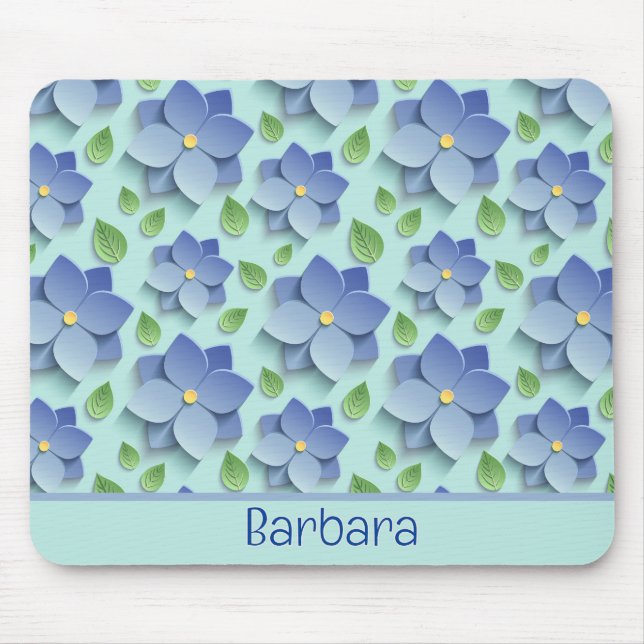 Mousepad Flores 3D Personalizadas em Azul (Frente)