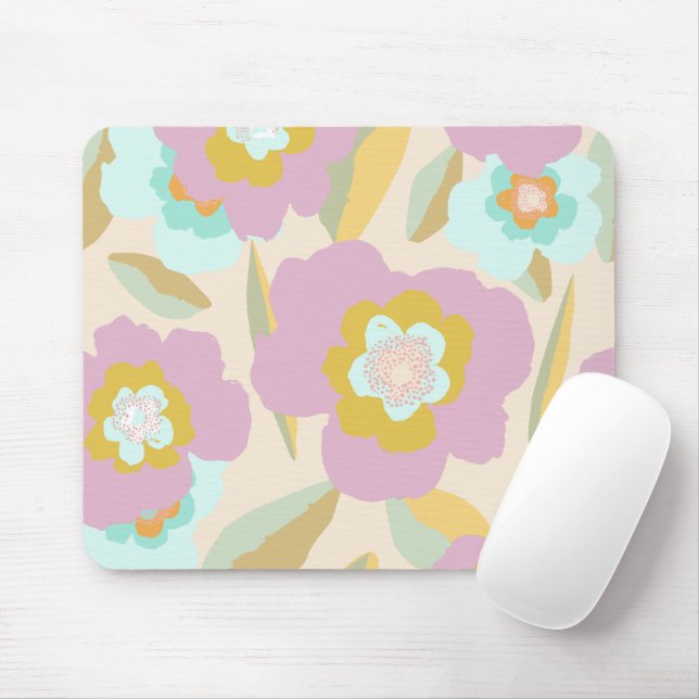 Mousepad Flores abstrato | Padrão Floral Pastel Lilac (Com mouse)