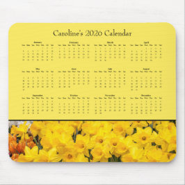 Mousepad Flores Amarelas - Calendário 2026 personalizável