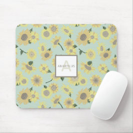 Mousepad Flores Amarelas de Girassol Amarelo Monograma