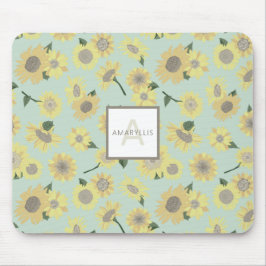 Mousepad Flores Amarelas de Girassol Amarelo Monograma