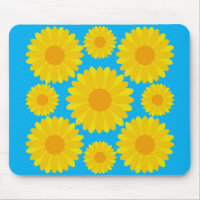 Flores Amarelas e Laranja Negrito em Fundo Azul