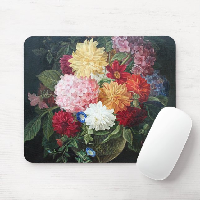 Mousepad Flores Anticas Coloridas - Pintura De Arte De Vida (Com mouse)