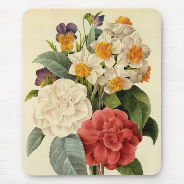 Mousepad Flores Antigas, Camélias e Narcisos, Redoute (Frente)