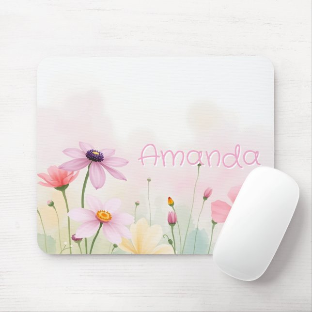 Mousepad Flores Aquarela Prado Bonito Floral (Com mouse)