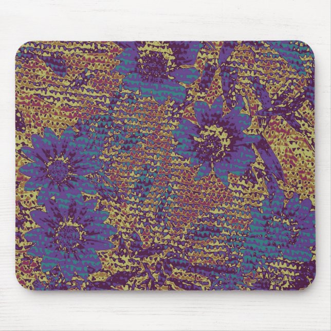 Mousepad Flores azuis contra o teste padrão da camuflagem (Frente)