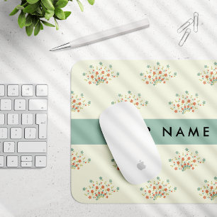 Mousepad Flores Azuis e Vermelhas, Azul, Seu Nome