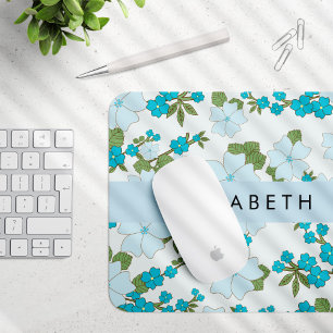Mousepad Flores Azuis, Padrão De Flores, Seu Nome