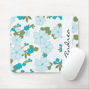 Mousepad Flores Azuis, Padrão De Flores, Seu Nome