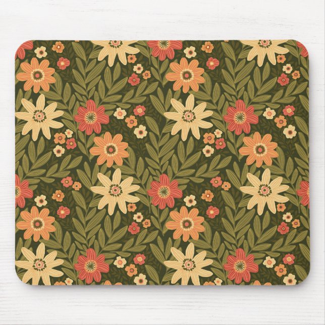 Mousepad Flores boêmicas em tons de terra (Frente)