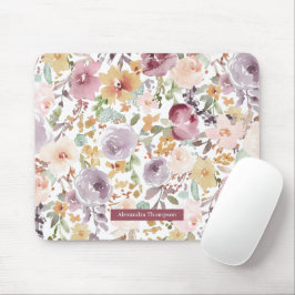 Mousepad Flores bonitas personalizadas Padrão de aquarela r
