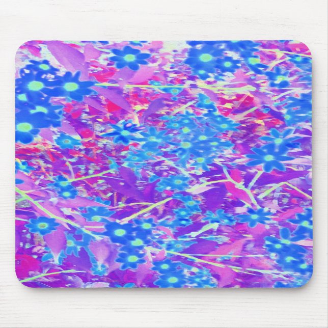 Mousepad Flores bonito de Azul Violeta e Verde limão (Frente)