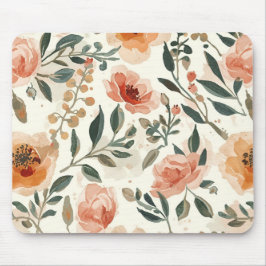 Mousepad Flores Botânicas de Aquarela Laranja Pintura