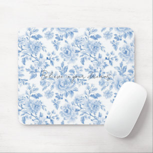 Mousepad Flores Brancas Azuis