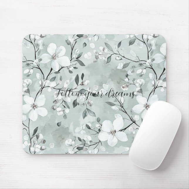 Mousepad Flores Brancas de Cinzas Chic (Com mouse)