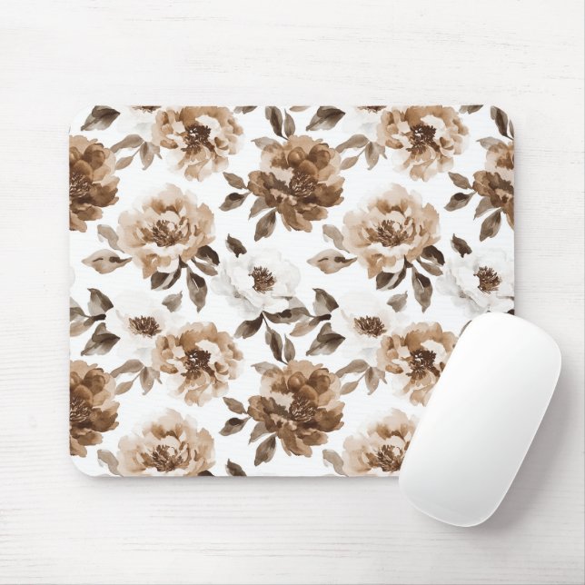 Mousepad Flores Brancas de Creme Castanho (Com mouse)