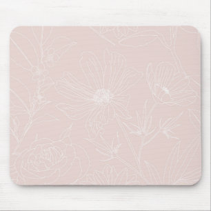 Mousepad Flores brancas de tendência delineiam design cor-