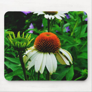 Mousepad Flores brancas e laranja