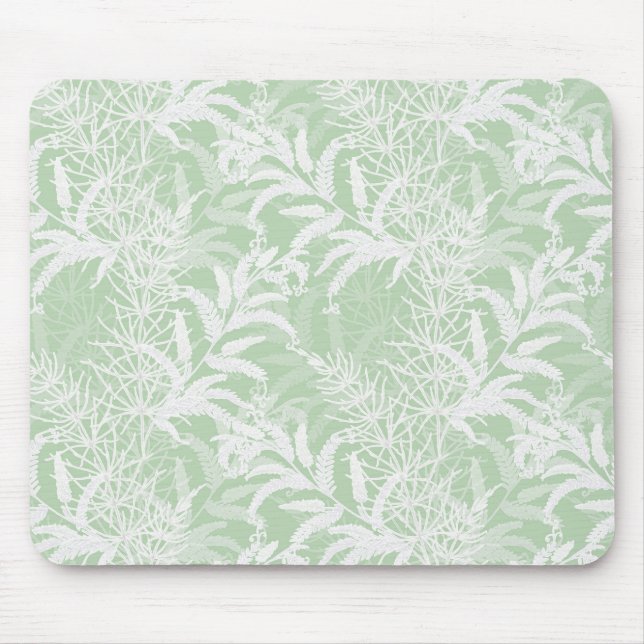 Mousepad Flores brancas em verde-claro. (Frente)