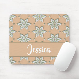 Mousepad Flores brancas gravadas em bronzeado