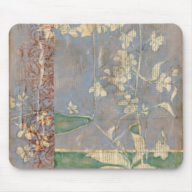 Mousepad Flores Brancas no Fundo de Newsprint (Frente)