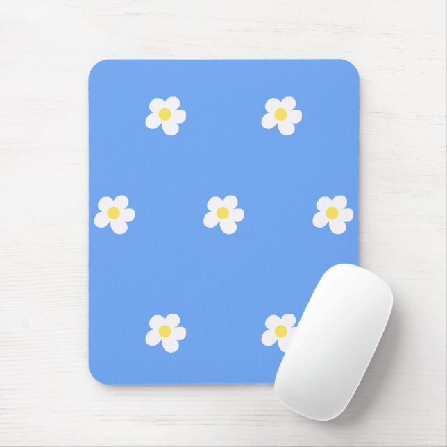 Mousepad Flores Brancas no Fundo Lilac (Com mouse)