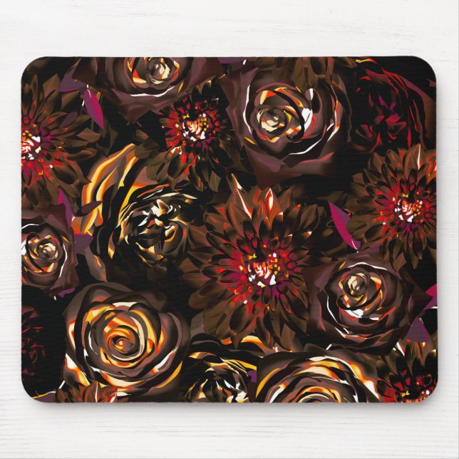 Mousepad Flores Brilhantes de Outono Escuro Caem (Frente)