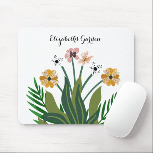Mousepad Flores Buquê Amarelo Cor de Água Cor Rosa