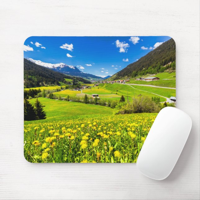 Mousepad Flores | Cantão de Dandelion de Grisons, Suiça (Com mouse)