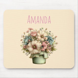 Mousepad Flores Caprichosas em um Vaso de Planta Cute