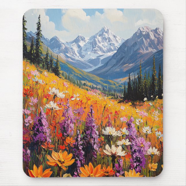 Mousepad Flores Cênicas e Montanhas de Belas Artes (Frente)