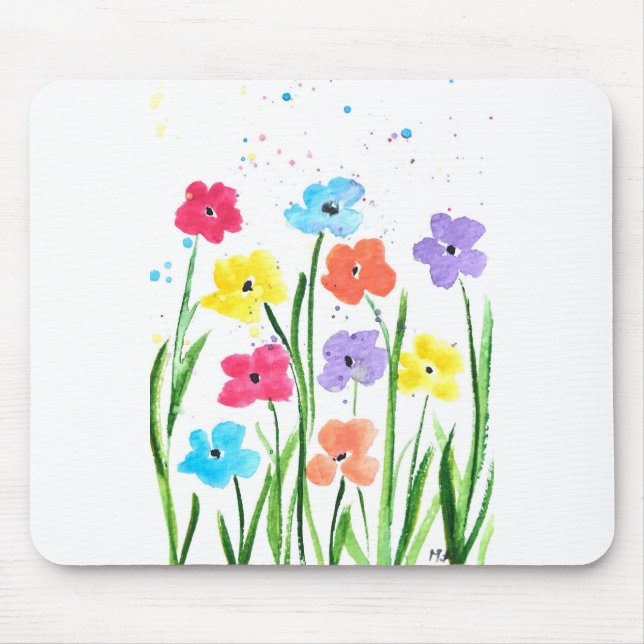 Mousepad Flores coloridas aquarela Floral Natureza chic (Frente)