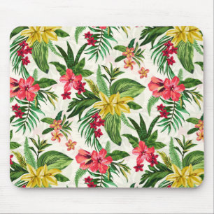 Mousepad Flores Coloridas Bonitas Folhas Verdes