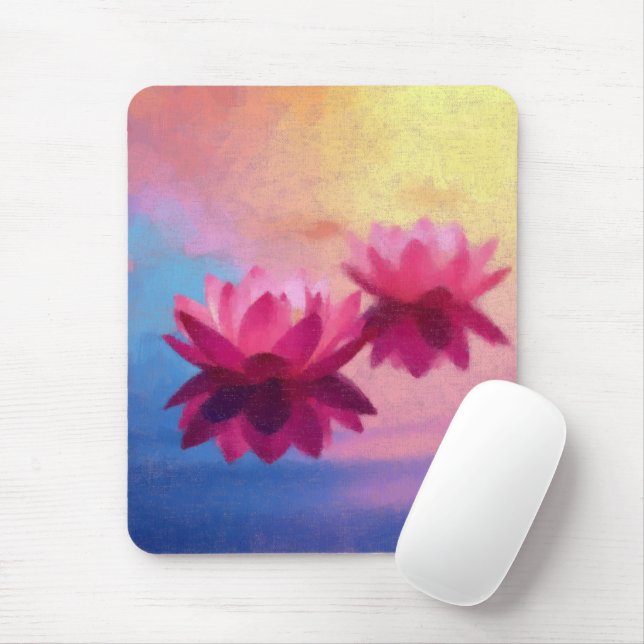 Mousepad Flores Coloridas de Abstrato Lotus (Com mouse)