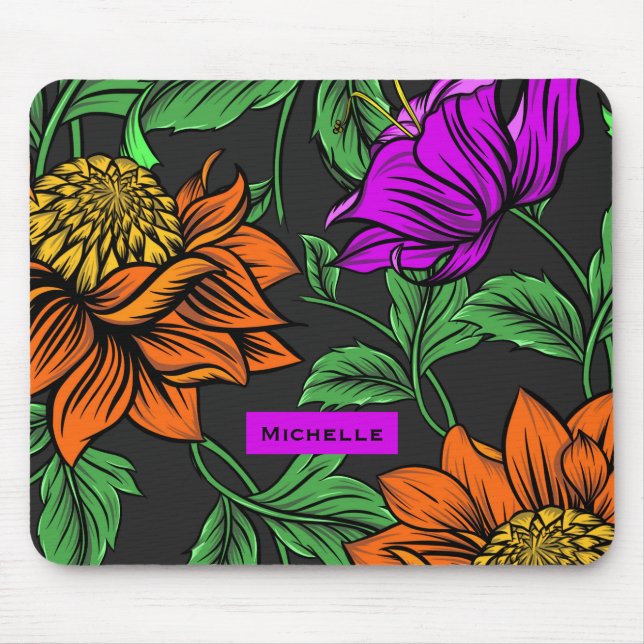 Mousepad Flores Coloridas e Destacadas em Personalizado Cin (Frente)