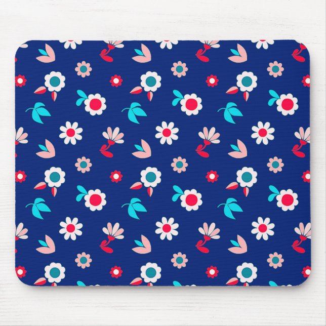 Mousepad Flores Coloridas em um Fundo Azul Escuro (Frente)