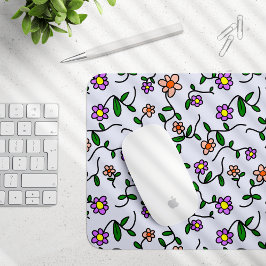 Mousepad Flores Coloridas, Padrão Floral, Verde, Boho