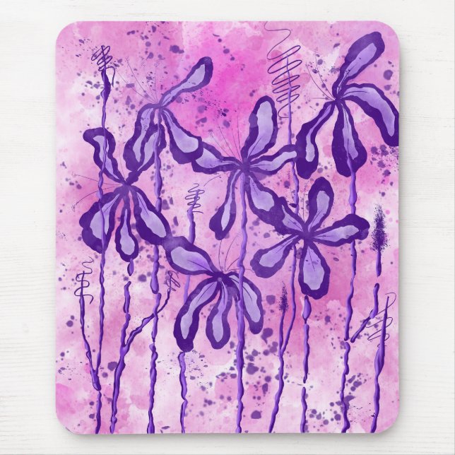 Mousepad Flores com abstrato cor-de-rosa púrpura (Frente)