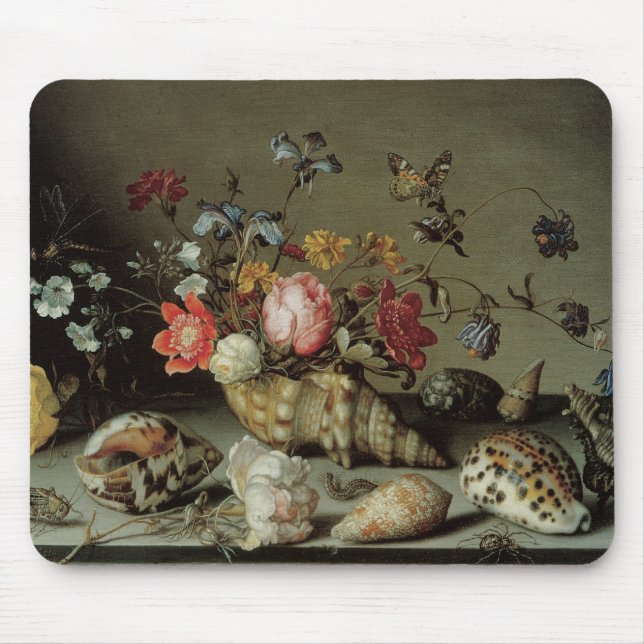 Mousepad Flores, conchas e insetos Balthasar van der Ast (Frente)